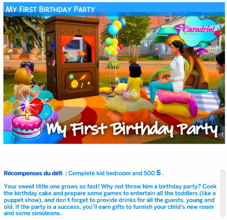 first birthday event sims 4